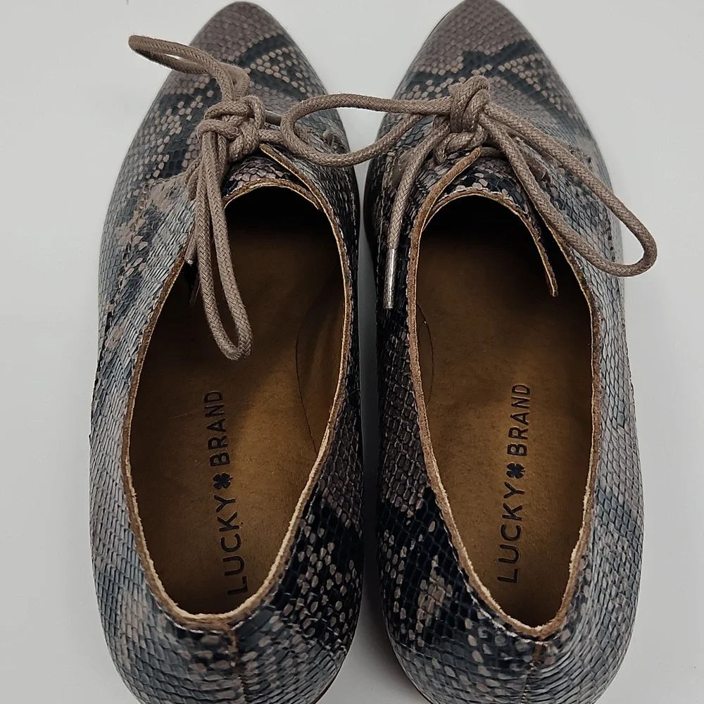 Lucky Brand Erreka Snakeskin Lace-Up Derby Oxfords Womans 7M - Picture 5 of 11